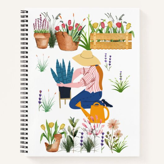 Waterverf florale illustratie tuinieren notitieboek (Voorkant)