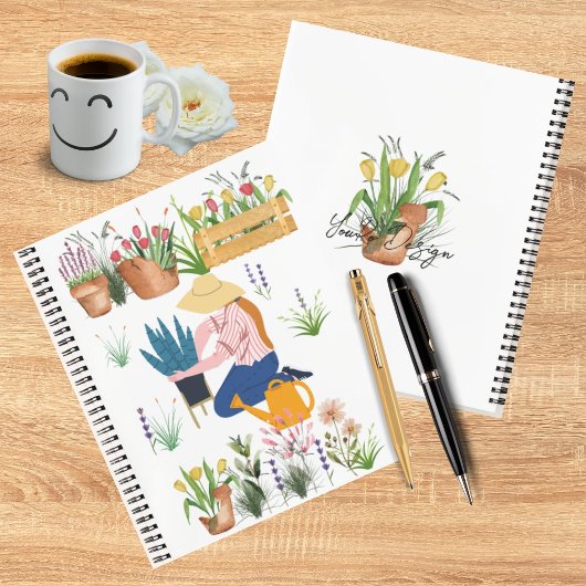 Waterverf florale illustratie tuinieren notitieboek