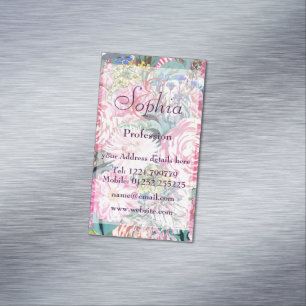 Waterverf  florale illustratie visitekaartje magneet