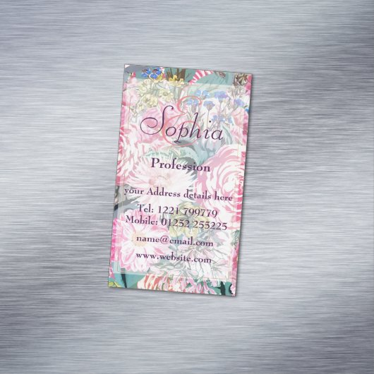 Waterverf  florale illustratie visitekaartje magneet (Voorbeeld)
