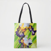 Waterverf florale iris paars groen tote bag (Voorkant)
