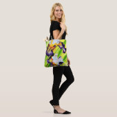 Waterverf florale iris paars groen tote bag (Op model)