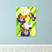 Waterverf florale irisbloem canvas afdruk (Insitu (Houten vloer))