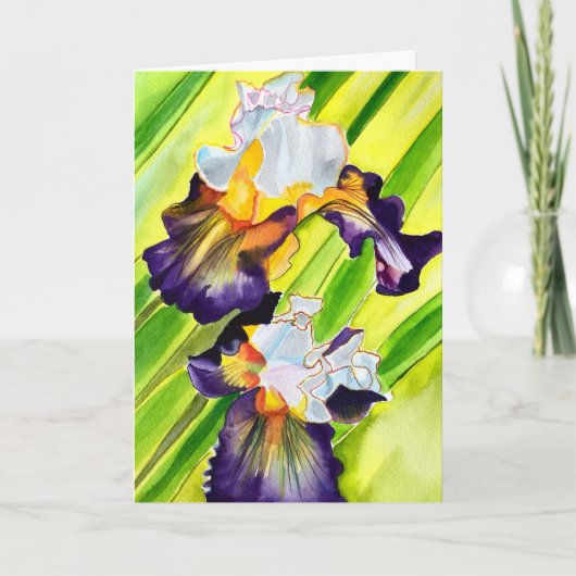 Waterverf florale irisbloem kaart (Voorkant)