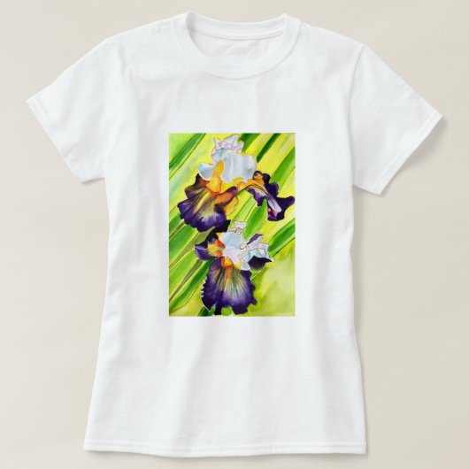 Waterverf florale irisbloem t-shirt (Design voorkant)
