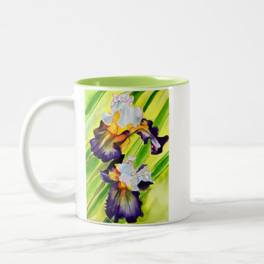 Waterverf florale irisbloem tweekleurige koffiemok (Links)