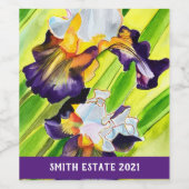 Waterverf florale irisbloem wijn etiket (Enkel label)