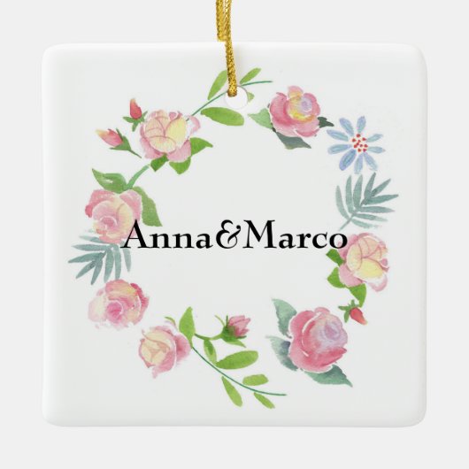 waterverf florale kaart keramisch ornament (Voorkant)