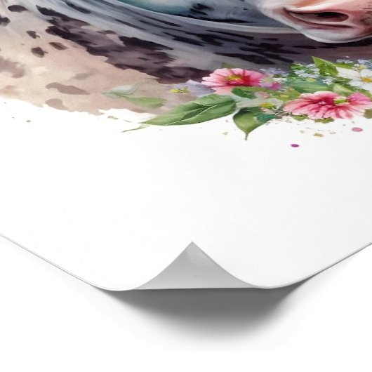 Waterverf florale koe poster (Hoek)