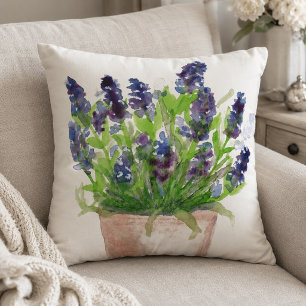 Waterverf Florale Lavendel Kussen