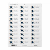 Waterverf florale marineblauw & goud etiket (Full Sheet)