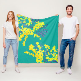 Waterverf florale mimosa kunst thema gele bloem fleece deken