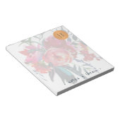 Waterverf florale monogrammed kopercirkel klasje notitieblok (Schuin)