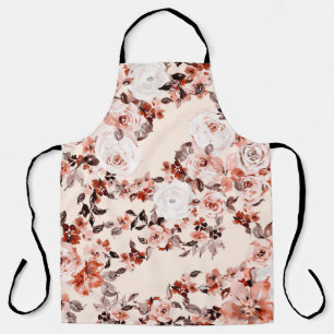 Waterverf  florale naadloos patroon, bruin schort