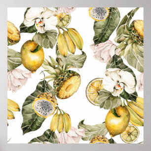 Waterverf florale naadloos patroon. Handgeschilder Poster