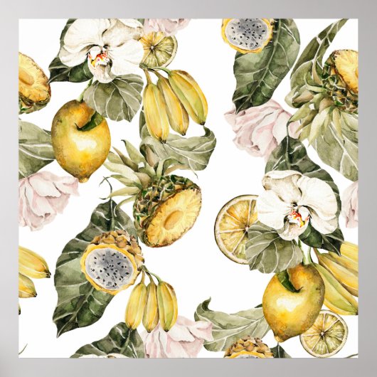 Waterverf florale naadloos patroon. Handgeschilder Poster (Voorkant)