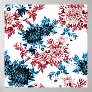 Waterverf florale naadloos patroon op witte achter poster