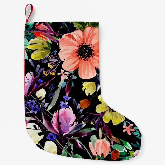 Waterverf florale naadloos patroon. Verschillende  Kleine Kerstsok (Voorkant)