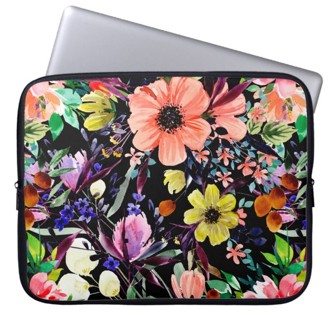 Waterverf florale naadloos patroon. Verschillende  Laptop Sleeve (Voorkant)