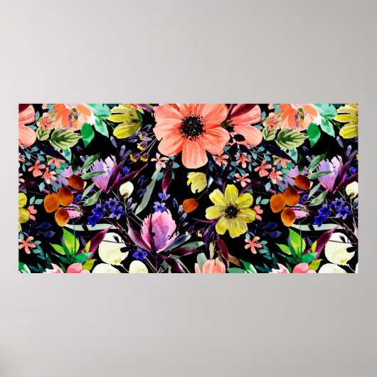 Waterverf florale naadloos patroon. Verschillende  Poster (Voorkant)