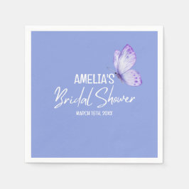 Waterverf florale paarse vlinder vrijgezellenfeest servet