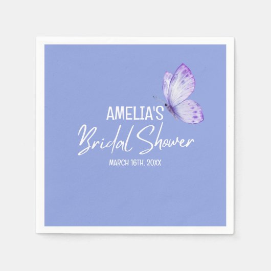 Waterverf florale paarse vlinder vrijgezellenfeest servet (Voorkant)