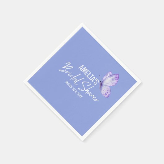 Waterverf florale paarse vlinder vrijgezellenfeest servet (Hoek)