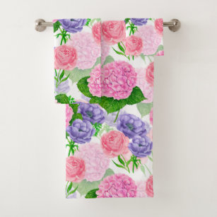 Waterverf florale patroon bad handdoek