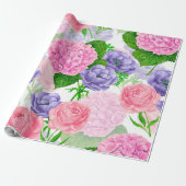Waterverf florale patroon cadeaupapier (Uitgerold)