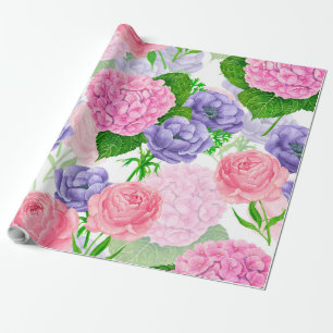 Waterverf florale patroon cadeaupapier