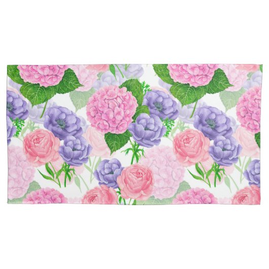 Waterverf florale patroon kussensloop (Voorkant-Links)