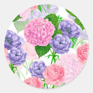 Waterverf florale patroon ronde sticker
