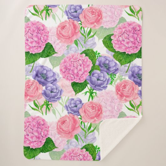 Waterverf florale patroon sherpa deken (Voorkant)