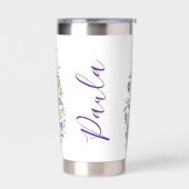 Waterverf florale pauock gepersonaliseerd geïsoleerde drinkbeker (Links)