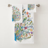 Waterverf florale pauw bad handdoek (Insitu)