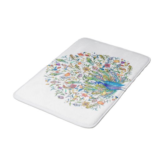 Waterverf florale pauw badmat (Gekanteld)