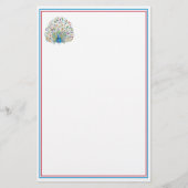 Waterverf florale pauw briefpapier (Voorkant)