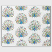 Waterverf florale pauw cadeaupapier (Vlak)