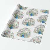 Waterverf florale pauw cadeaupapier (Uitgerold)