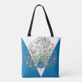 Waterverf florale pauw canvas tas (Achterkant)