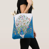 Waterverf florale pauw canvas tas (Dichtbij)