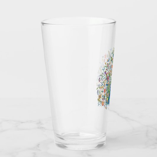 Waterverf florale pauw glas (Rechts)