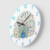 Waterverf florale pauw grote klok (Hoek)