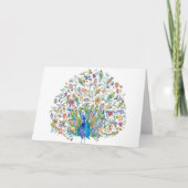 Waterverf florale pauw kaart (Voorkant)