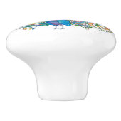 Waterverf florale pauw keramische knop (Zijkant)