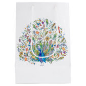 Waterverf florale pauw medium cadeauzakje (Achterkant)