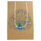 Waterverf florale pauw middelgrote cadeautas (Achterkant)