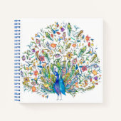 Waterverf florale pauw notitieboek (Voorkant)