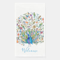 Waterverf florale pauw