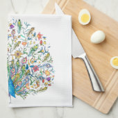 Waterverf florale pauw theedoek (Quarter Fold)